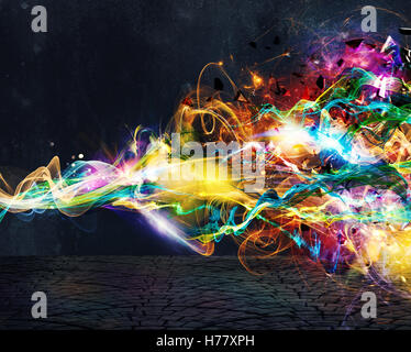 Modern abstract motion banner on dark background Stock Photo