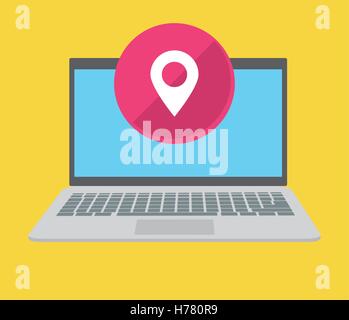 computer gps ubication icon vector illustration graphic design Stock Vector