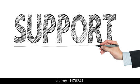 support written by hand, hand writing on transparent board, photo Stock Photo