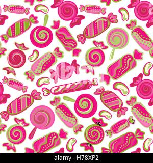 Seamless pattern vector  background with lollipops and candies. Vector seamless background with colorful candies. Stock Vector