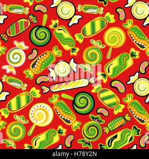Yummy colorful sweet lollipop candy cane seamless pattern. Vector illustration. Holiday's background Stock Vector