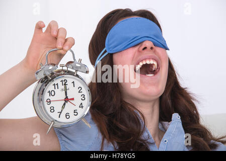 ADOLESCENT WAKING UP Stock Photo