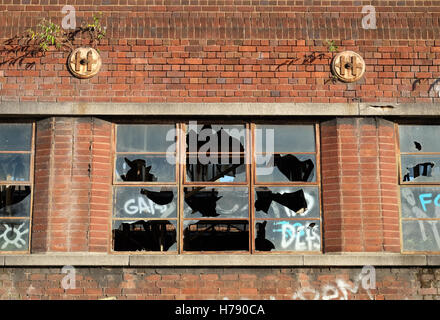 broken factory window Stock Photo