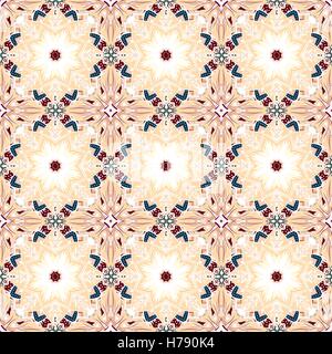 Seamless Damask Background Pattern Design and Wallpaper Made of Turkish Texture Ceramic Tiles in Vector Stock Vector