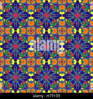 Vector abstract seamless patchwork background from dark grey blue and white ornaments, geometric Moroccan patterns, stylized flowers and leaves Stock Vector