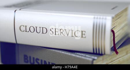 Cloud Service Concept. Book Title. 3D. Stock Photo