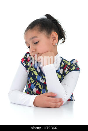 Young Upset Girl Isolated on White Background Stock Photo