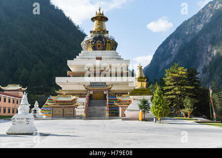 Zharu Temple, a Tibetan temple, at Jiuzhaigou National Park in Sichuan province, China in October 2016 Stock Photo