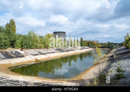 Unfinished cooling tower in Chernobyl Stock Photo