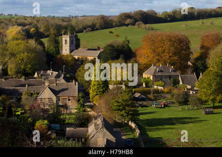 Village of Naunton in Autumn,Cotswolds,Gloucestershire,England Stock Photo