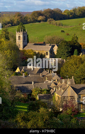 Village of Naunton in Autumn,Cotswolds,Gloucestershire,England Stock Photo