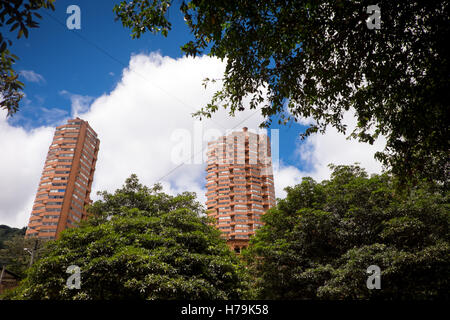 The 'Torres del Parque' and Monserrate, Bogotá Stock Photo