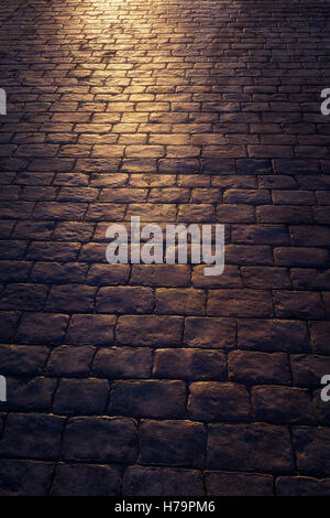 texture of cobblestone at the night Stock Photo