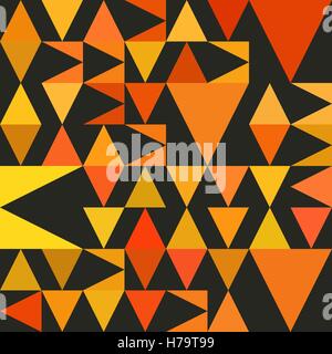 Vector Seamless Abstract Geometric Triangle Pattern in Yellow and Orange Stock Vector