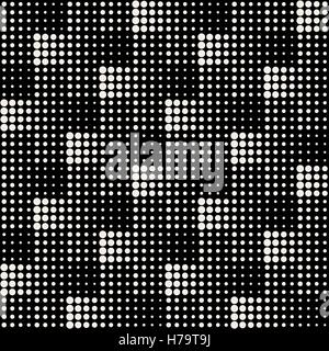 Vector Seamless Black And White Abstract Geometric Cross Circle Halftone Tiling Pattern Stock Vector