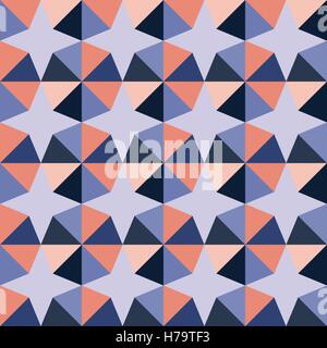 Vector Seamless Geometric Triangle Stars Purple Pink Pattern Stock Vector