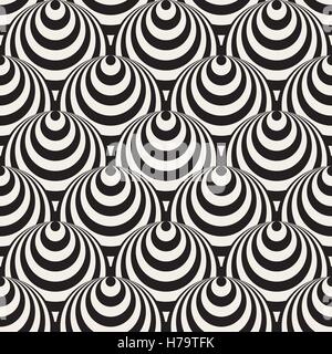 Vector Seamless Black And White Concentric Circles Optical Illusion Pattern Stock Vector