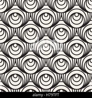 Vector Seamless Black And White Concentric Circles Optical Illusion Pattern Stock Vector