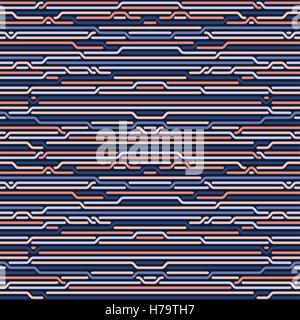 Vector Seamless Rounded Rope Lines Brade Pattern In Blue Navy  Pink Stock Vector