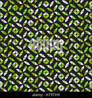 Vector Seamless Black Green Shades Rounded Triangles Grometric Pattern on Black Background Stock Vector