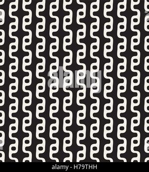 Vector Seamless Black  White Round Wavy Line Circle Pattern Stock Vector