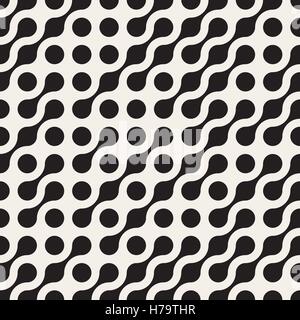 Vector Seamless Black  White Rounded Circle Metaball Pattern Stock Vector