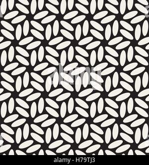 Vector Seamless Black  White Rounded Ellipses Hexagonal Floral Pattern Stock Vector