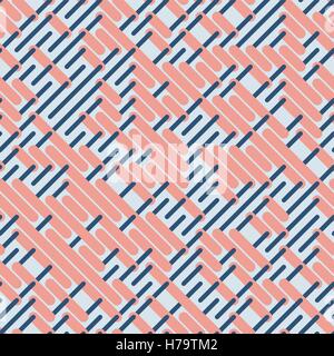 Vector Seamless Rounded Parallel Lines Pattern in Pink and Blue Stock Vector