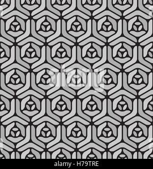 Vector Seamless  Black and White Rounded Line Geometric Hexagonal Pavement Pattern Stock Vector