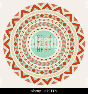 Vector Decorative Geometric Round Frame Background Design Element In Teal  Red Stock Vector