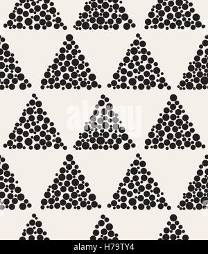 Vector Seamless Black and White Triangle Circle Filled Shape Checker Grid Pattern Stock Vector