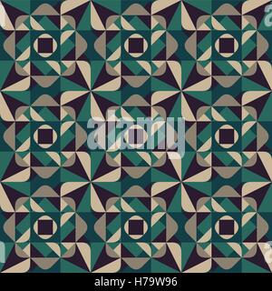 Vector Seamless Geometric Rounded Triangle Shapes Square Green Grey Pattern Dark Background Stock Vector