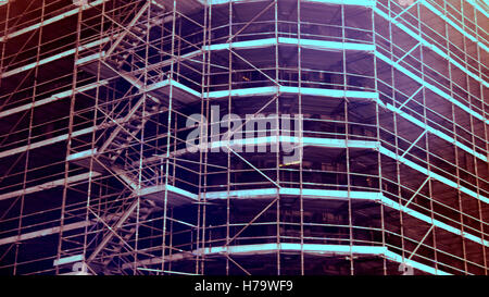 Scaffolding and ladders building graphic shot infra red Stock Photo