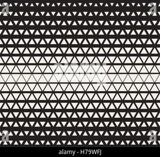 Vector Seamless Black and White  Triangles Halftone Grid Gradient Pattern Geometric Background Stock Vector