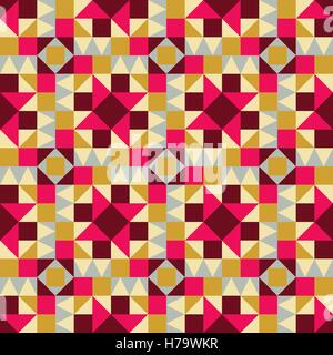 Vector Seamless Geometric Square Triangle Shapes Yellow Pink Brown  Pattern Stock Vector