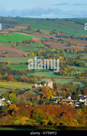 Autumn sunrise at Clun in south Shropshire, England, UK. Stock Photo