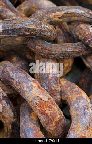 Rusty steel chain links. Stock Photo