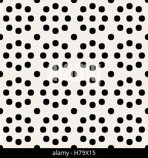 Vector Seamless Black and White Geometric Rounded Circles Retro Polka Dots   Pattern Stock Vector