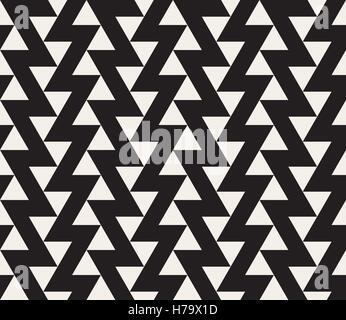 Vector Seamless Black and White Geometric Triangle ZigZag Line Tiling Pattern Stock Vector