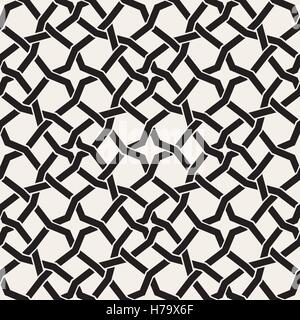 Vector Seamless Black and White Islamic Star Interweaving Line Geometric Pattern Stock Vector