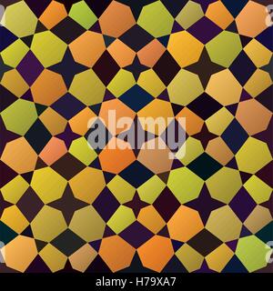 Vector Seamless Yellow Purple Stained Glass Tiling Geometric Pattern Stock Vector
