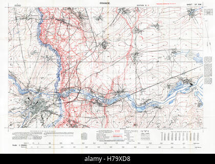 Arras Sector Battlefield Map, 1917 Edition 6A 1:20,000 military map of the British sector in Northern France, with square 51B NW, trenches correct at March 1917 Stock Photo