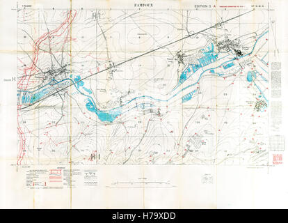 Fampoux Battlefield Map, 1917 Edition 3A 1:10,000 military map of the British sector Est of Arras in Northern France, with square 51B NW3, trenches correct at March 1917 Stock Photo