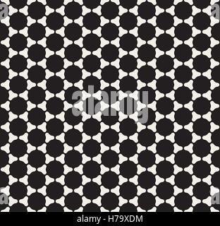 Vector Seamless Black and White Rounded Circle Grid Simple Pattern Stock Vector