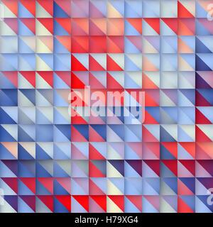 Vector Seamless Blue Red Gradient Triangle Grid Square Pattern Stock Vector