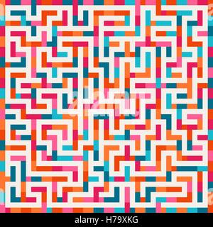 Vector Labyrinth Pink Orange Blue Maze Square on White Background Stock Vector