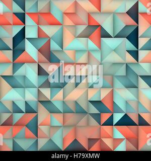 Vector Seamless Blue Pink Gradient Triangle Irregular Grid Square Pattern Stock Vector