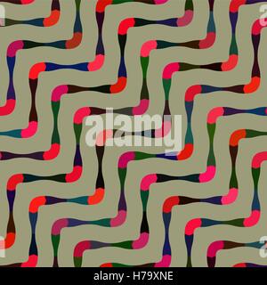 Vector Seamless Multicolor Wavy Rounded Diagonal Rope Lines Pattern Stock Vector