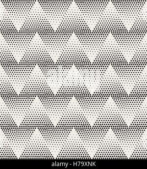 Vector Seamless Stippling Chevron ZigZag Halftone Gradient Pattern Stock Vector