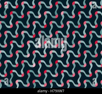 Vector Seamless  Blue Pink Shades Diagonal Wavy Lines Pattern On Dark Navy Background Stock Vector